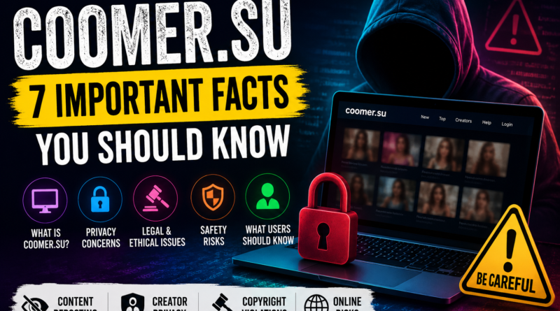 Coomer.su feature image showing online privacy concerns, cybersecurity warnings, copyright issues, and digital safety risks associated with archive websites.